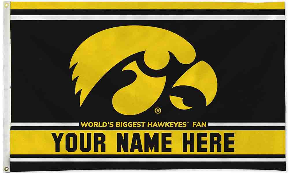 NCAA Iowa Hawkeyes Flag-3x5 FT Iowa University Banner-100% polyester-2 Metal Grommets