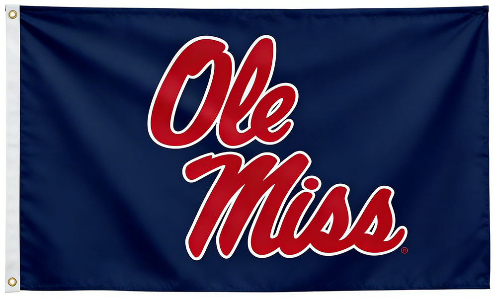 NCAA University of Mississippi Flag- 3x 5 ft -Ole Miss Rebels UM Banner Flag -U M 100% polyester-Dark Blue