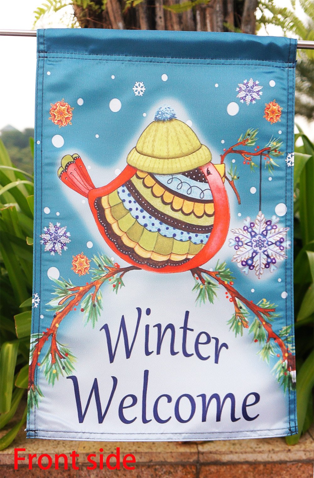 Winter Welcome Bird Garden Flag Decorative Winter by Briarwood Lane - "12.5 x 18" "28 x 40" Inches