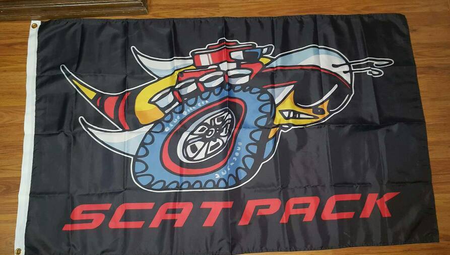Dodge Scatpack Flag-3x5 FT Banner-100% polyester-2 Metal Grommets