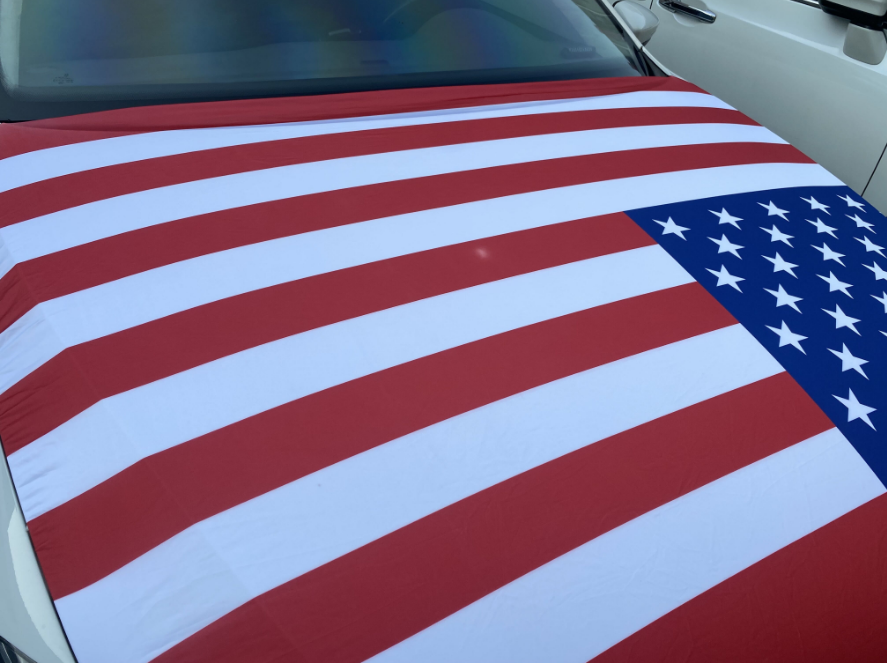 US COPS Flag Car Hood Cover,Thin Blue Line Engine Banner Flag-3.3x5FT Suitable for large SUV and Pickup Trucks