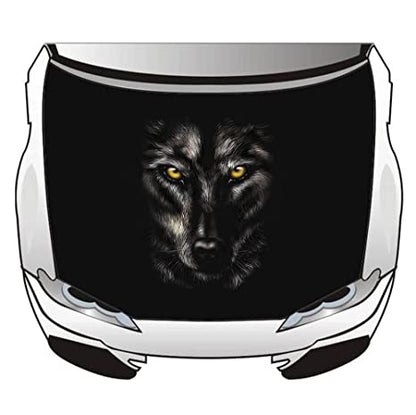 Black Wolf Car Hood Cover Flag , Engine Banner Flag Black Wolf Logo,3.3X5ft,100% Polyester Elastic Fabrics Can be Washed