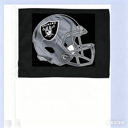 Car Window Flag of Las Vegas Raiders 11X18 Inch(2 pack) 100% Polyester, White Strong White Flagpole