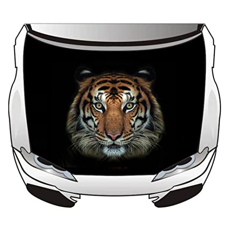 Black Tiger Car Hood Cover Flag , Engine Banner Flag Black Tiger Logo,3.3X5ft,100% Polyester Elastic Fabrics Can be Washed