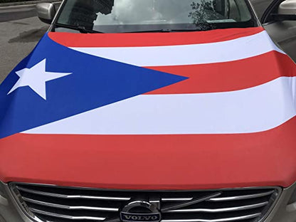The Commonwealth of Puerto Rico Flag，Car Hood Cover Flag ,3.3X5ft, 100% Polyester Elastic Fabrics Can be Washed，engine Banner Flag of Puerto Rico