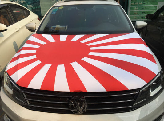Rising Sun Flag Car Hood Cover Flag ,Japanese Military flag Engine Banner,3.3X5ft,100% Polyester Elastic Fabrics Can be Washed