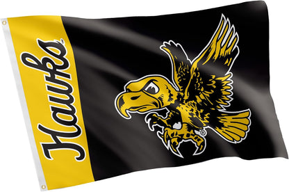 NCAA Iowa Hawkeyes Flag-3x5 FT  Iowa University Hawks Banner-100% polyester-2 Metal Grommets