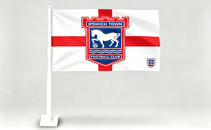 2 Pack Car Window Flag of Ipswich Town Football Club 11X18 Inch - England Ipswich Flag 100% Polyester, White Strong White Flagpole