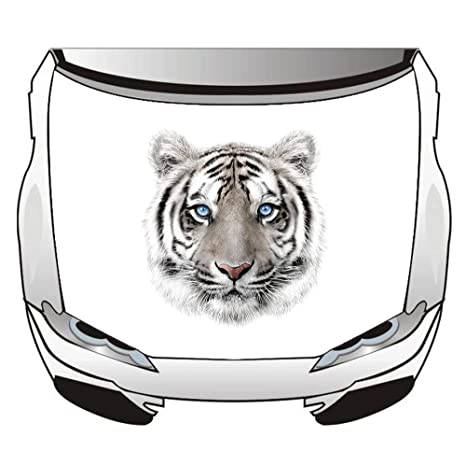 White Tiger Car Hood Cover Flag , Engine Banner Flag White Tiger Logo,3.3X5ft,100% Polyester Elastic Fabrics Can be Washed