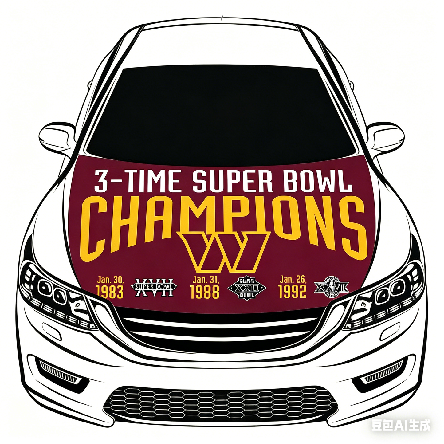 NFL Washington Commanders Flag-3.3x5 Ft 6X7Ft NFL Car Hood Cover Banner Flag Of Washington Redskins-100% polyester