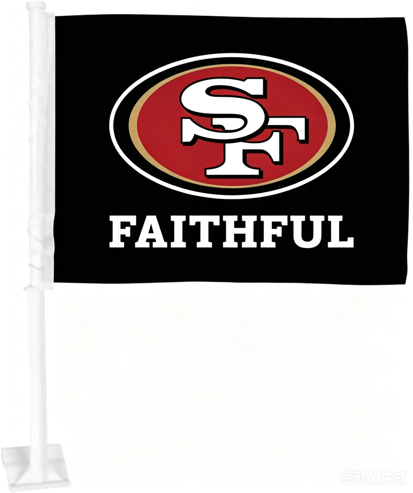 2 pack Car Window Flag of San Francisco 49ers 11X18 Inch 100% Polyester, White Strong White Flagpole