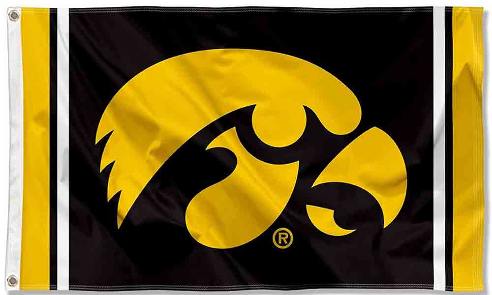 Iowa Hawkeyes Flag-3x5 FT NCAA Iowa Hawkeyes Flag-3x5 FT  Iowa University Banner-100% polyester-2 Metal Grommets Iowa University Banner-100% polyester-2 Metal Grommets