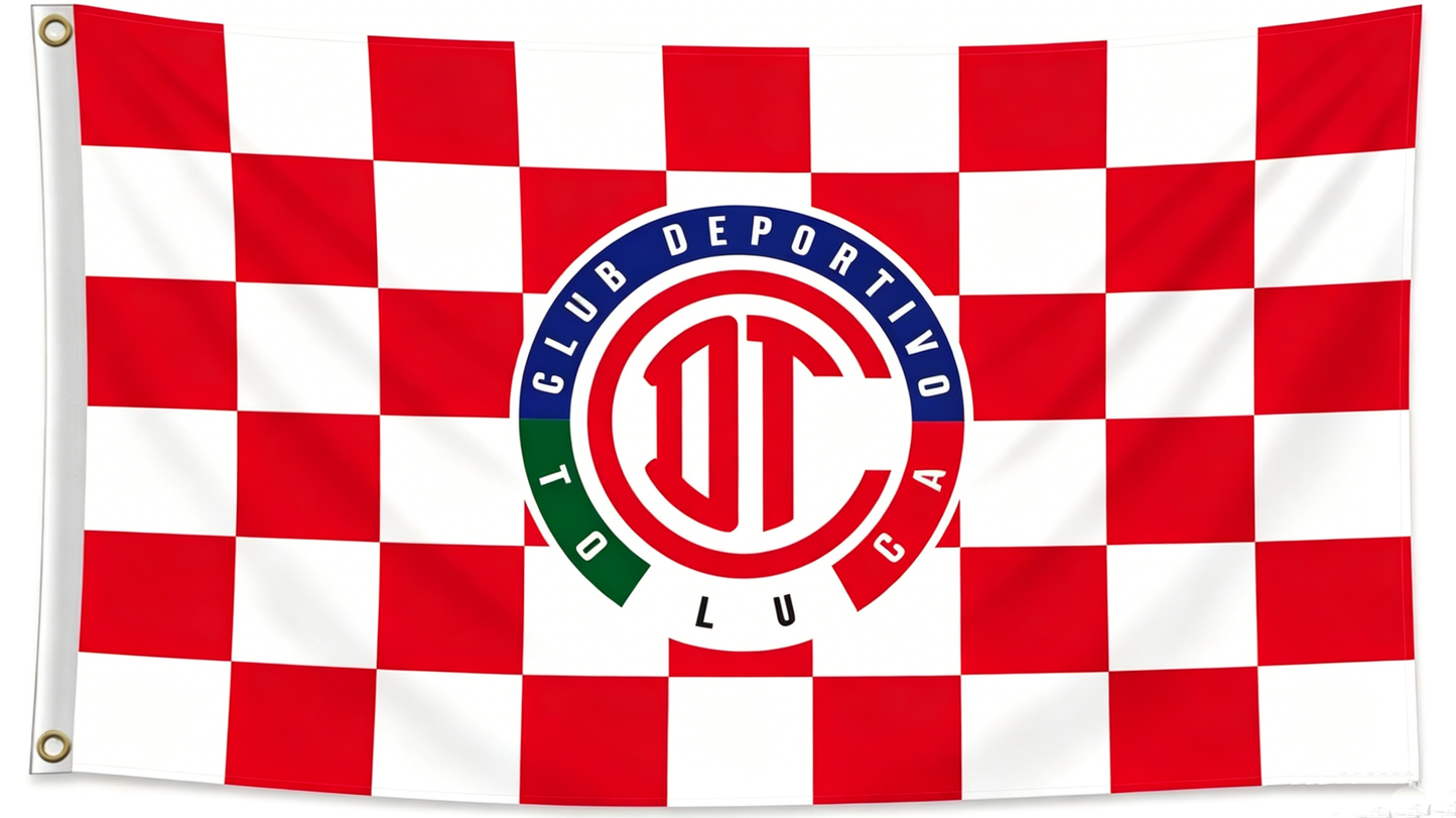 Toluca Flag --3x5 FT Football Club Deportivo Banner-100% polyester-2 Metal Grommets