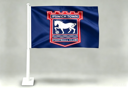 2 Pack Car Window Flag of Ipswich Town Football Club 11X18 Inch - England Ipswich Flag 100% Polyester, White Strong White Flagpole