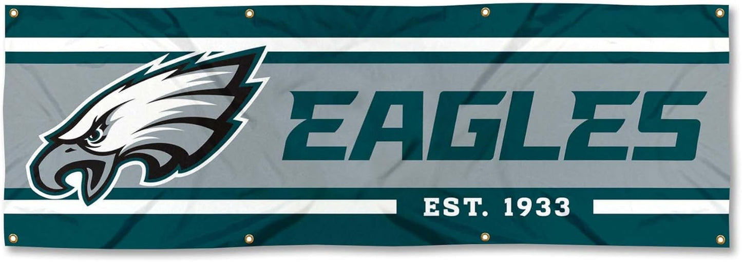 NFL Philadelphia Eagles Flag -2x8 Ft Philadelphia Eagles Banner -100% polyester-8 Metal Grommets