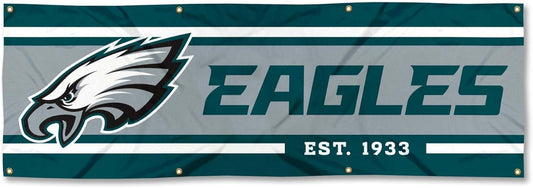 NFL Philadelphia Eagles Flag -2x8 Ft Philadelphia Eagles Banner -100% polyester-8 Metal Grommets