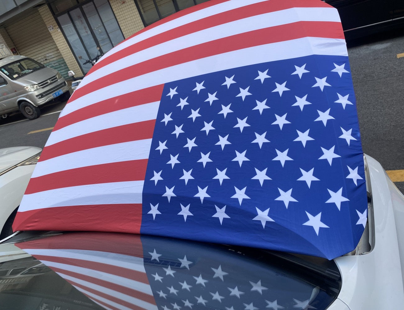 USA Car Hood Cover Flag ,American Banner Flags,The US Engine Flag,3.3X5ft,100% Polyester Elastic Fabrics Can be Washed