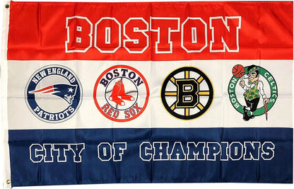 Boston Flag-3x5Ft Banner Of Boston City Champion -100% polyester-Patriots-Bruins-Red Sox-Celtics-