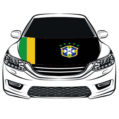 CBF flag,Brazil national football team Car Hood Cover Flag ,Brazil Engine Banner Flag,3.3X5ft, 100% Polyester Elastic Fabrics Can be Washed