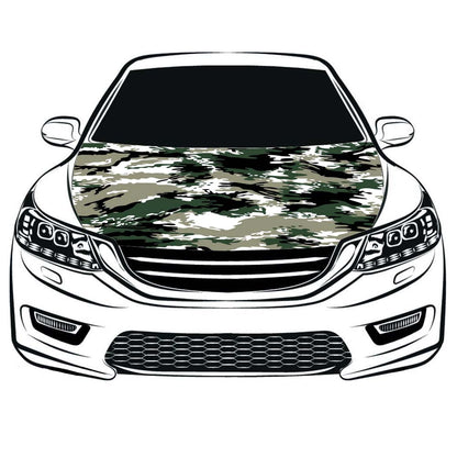 Camouflage green Car Hood Cover Flag ,Camouflage Engine Banner,3.3X5ft,100% Polyester Elastic Fabrics Can be Washed