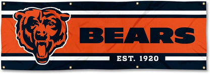 NFL Chicago Bears Flag -2x8 Ft Chicago Bears Banner -100% polyester-8 Metal Grommets