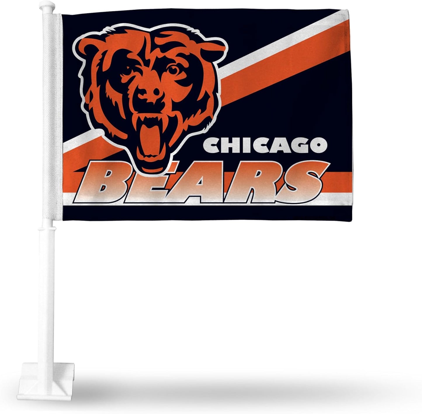 2 Pack Car Window Flag of Chicago Bears 11X18 Inch 100% Polyester, White Strong White Flagpole