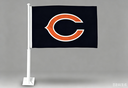 2 Pack Car Window Flag of Chicago Bears 11X18 Inch 100% Polyester, White Strong White Flagpole