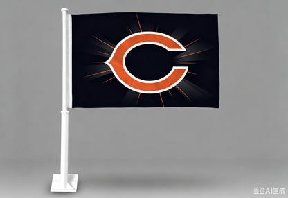 2 Pack Car Window Flag of Chicago Bears 11X18 Inch 100% Polyester, White Strong White Flagpole