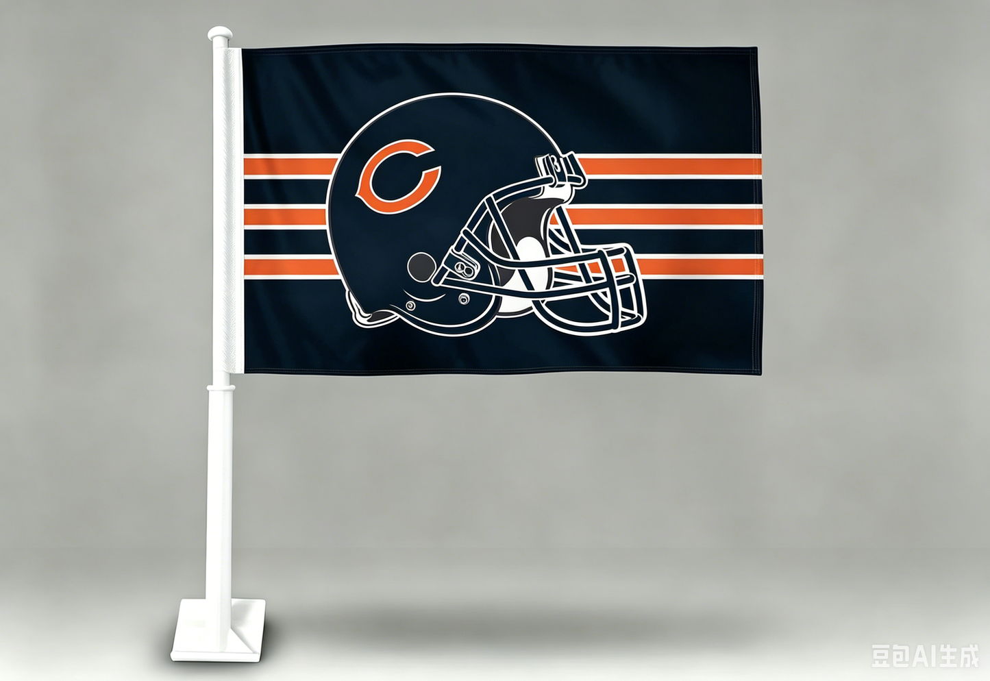 2 Pack Car Window Flag of Chicago Bears 11X18 Inch 100% Polyester, White Strong White Flagpole