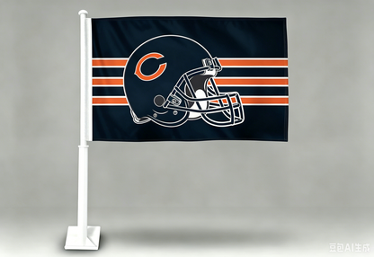 2 Pack Car Window Flag of Chicago Bears 11X18 Inch 100% Polyester, White Strong White Flagpole