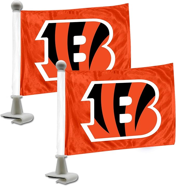 Car Window Flag of Cincinnati Bengals 11X18 Inch(28x46cm) 100% Polyester, White Strong White Flagpole