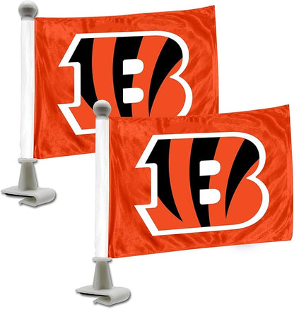 Car Window Flag of Cincinnati Bengals 11X18 Inch(28x46cm) 100% Polyester, White Strong White Flagpole