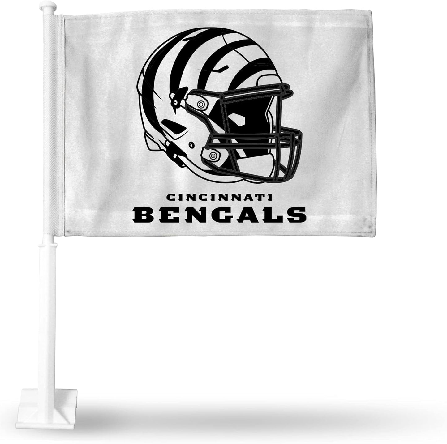 Car Window Flag of Cincinnati Bengals 11X18 Inch(28x46cm) 100% Polyester, White Strong White Flagpole