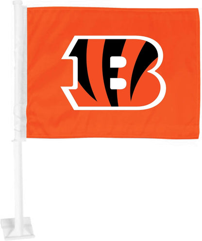 Car Window Flag of Cincinnati Bengals 11X18 Inch(28x46cm) 100% Polyester, White Strong White Flagpole