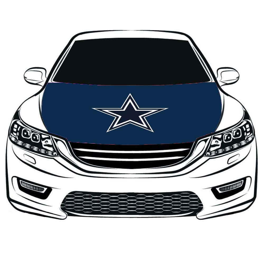 NFL Dallas Cowboys Car Hood Cover Flag , Engine Banner Dallas Cowboys ,3.3X5ft,100% Polyester Elastic Fabrics Can be Washed