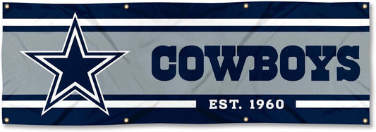 NFL Dallas Cowboys Flag -2x8 Ft Cowboys Team Banner -100% polyester-8 Metal Grommets