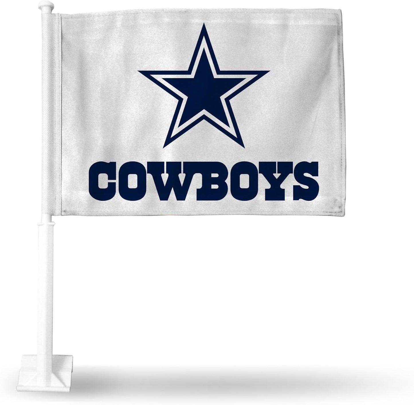 Car Window Flag of Dallas Cowboys 11X18 Inch(2 pack) 100% Polyester, White Strong White Flagpole