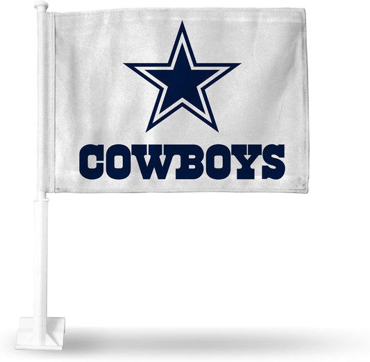 Car Window Flag of Dallas Cowboys 11X18 Inch(2 pack) 100% Polyester, White Strong White Flagpole