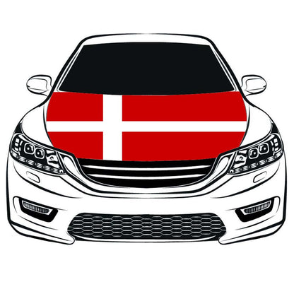 Denmark Car Hood Cover Flag , Engine Banner The Kingdom of Denmark ,3.3X5ft,100% Polyester Elastic Fabrics Can be Washed