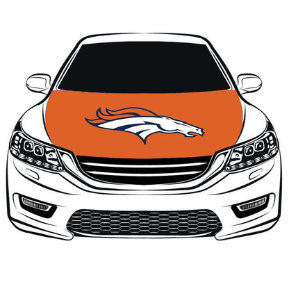 NFL Denver Broncos Car Hood Cover Flag , Engine Banner Denver Broncos ,3.3X5ft,100% Polyester Elastic Fabrics Can be Washed