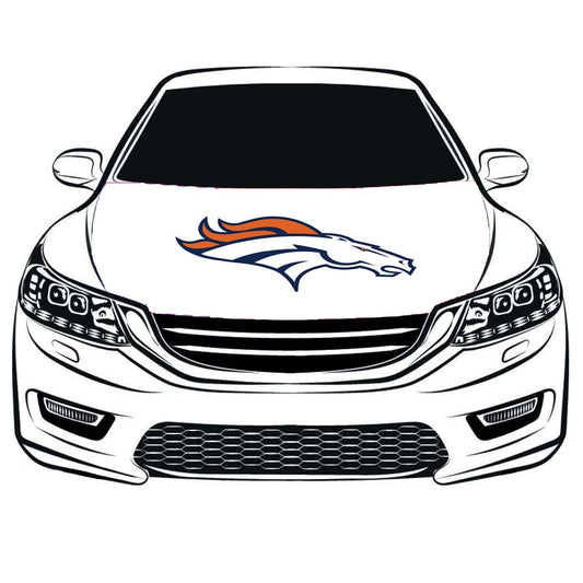 NFL Denver Broncos Car Hood Cover Flag , Engine Banner Denver Broncos ,3.3X5ft,100% Polyester Elastic Fabrics Can be Washed
