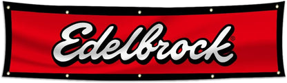 Edelbrock Banner-2x8 FT-100% polyester-8 Metal Grommets - Edelbrock Flag