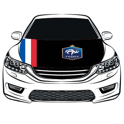 France National Team Car Hood Cover Flag , Engine Banner Flags France FFF,3.3X5ft,100% Polyester Elastic Fabrics Can be Washed,France National Men's football team