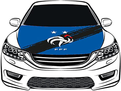 France National Team Car Hood Cover Flag , Engine Banner Flags France FFF,3.3X5ft,100% Polyester Elastic Fabrics Can be Washed,France National Men's football team