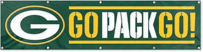 NFL Green Bay Packers Flag -2x8 Ft Packers Banner -100% polyester-8 Metal Grommets