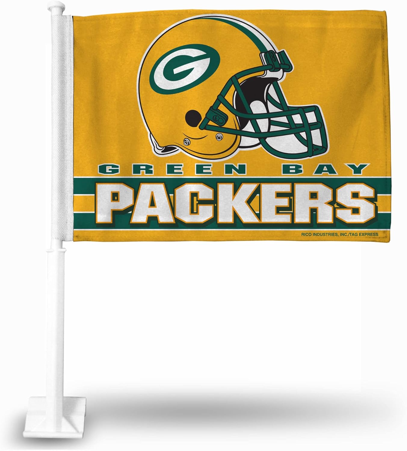 2-Pack Green Bay Packers Banner Flags Car Window Flag of NFL Packers 11X18 Inch (28x46cm) 100% Polyester, Strong White Flagpole