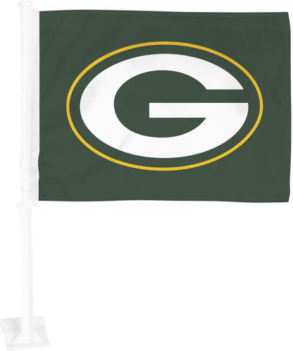 2-Pack Green Bay Packers Banner Flags Car Window Flag of NFL Packers 11X18 Inch (28x46cm) 100% Polyester, Strong White Flagpole