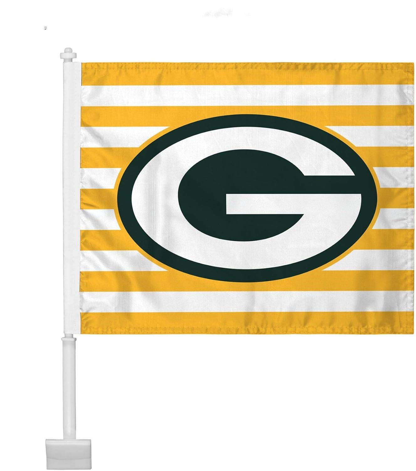 2-Pack Green Bay Packers Banner Flags Car Window Flag of NFL Packers 11X18 Inch (28x46cm) 100% Polyester, Strong White Flagpole