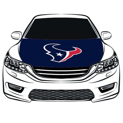 NFL Houston Texans Car Hood Cover Flag ,Engine Banner Flag of Houston Texans,3.3X5ft, 100% Polyester Elastic Fabrics Can be Washed