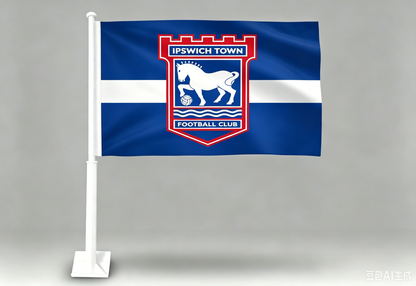2 Pack Car Window Flag of Ipswich Town Football Club 11X18 Inch - England Ipswich Flag 100% Polyester, White Strong White Flagpole